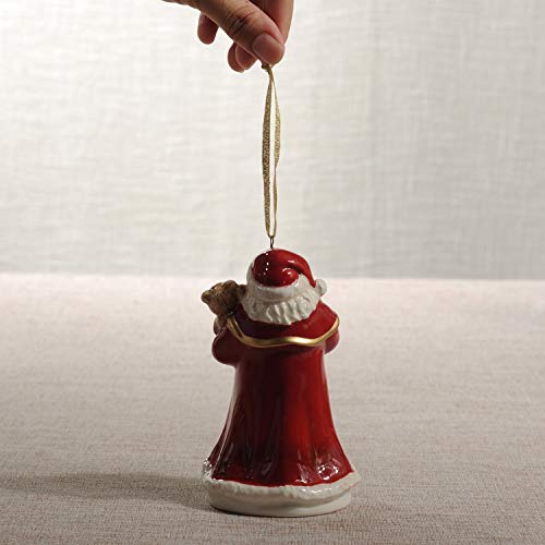 Minigift Ceramic Christmas Bell Ornament,Jingle Bell,Home Décor with Santa Claus Design