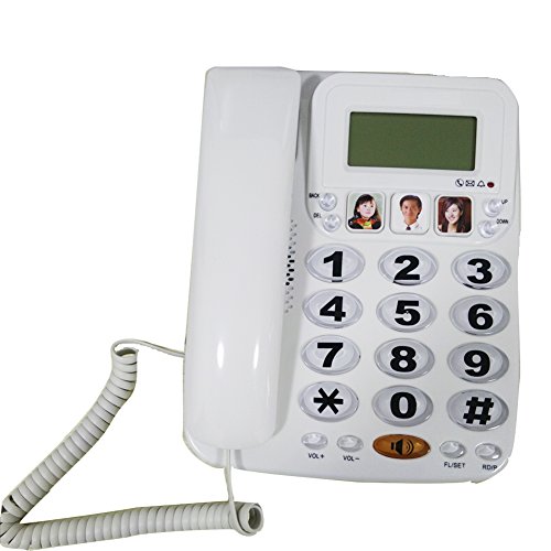HePesTer P-29W Big button Picture Phone for Elderly Works in Power Outage for Emergency(White)