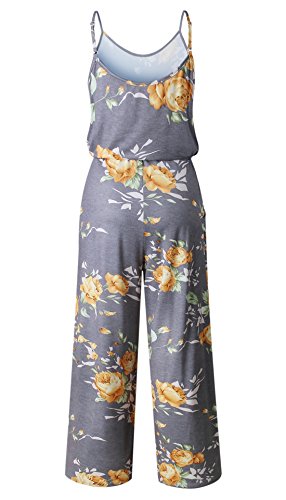 image for NEWCOSPLAY Women's Floral Print Sleeveless Off Shoulder Wide Leg Pants
