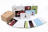 Anleolife 48 Pack Merry Christmas Greetings Boxed Cards for Holiday Seasons Greeting Collection Set - 5 Assorted Xmas Designs with Envelopes, 4 x 6 Inches to Fit Photo