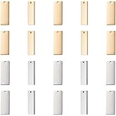 UNICRAFTALE 20Pcs 2 Colors Rectangle Stamping Blank Tags 25mm Stainless Steel Rectangle Blank Stamping Tags with Hole Small Blank Pendants Charms for Bracelet Necklace DIY Jewelry Making