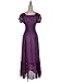 Anna-Kaci Peasant Maiden Boho Inspired Cap Sleeve Lace Trim Maxi Dress, Purple, X-Large
