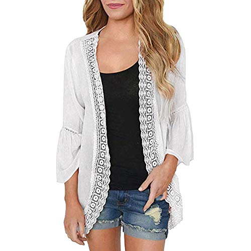 Gillberry Women's Summer Casual Loose Lace Long Cardigan Plus Size Shawl Outerwear Kimono Tops Camisoles and Pareos