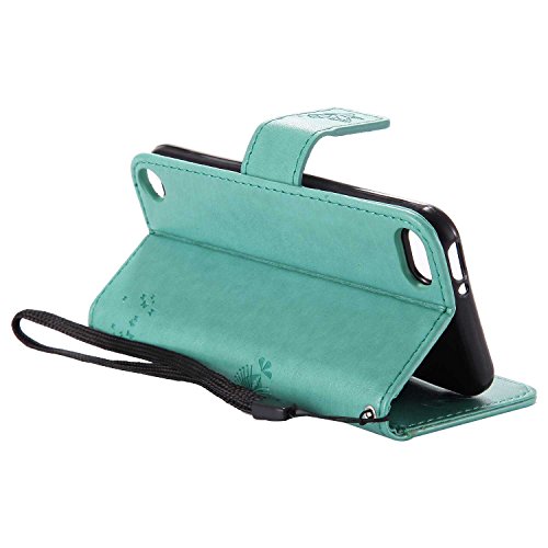 iPod Touch 5th / 6th Generation Wallet Case, UNEXTATI Leather Flip Cover Case with Kickstand Feature for Apple iPod Touch 5th / 6th Generation (Green #11) - Thumbnail 5
