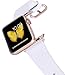 PEAK ZHANG Compatible Iwatch Band 42mm 44mm M/L Women Men Genuine Leather Replacement Strap Compatible iWatch Series 3 Gold/Series 4 Gold Aluminium,White