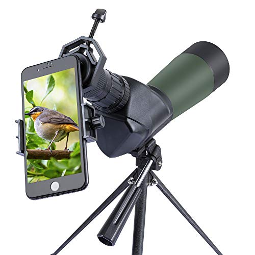 20-60x60 HD Spotting Scope with Tripod, Optics Zoom 57-120Ft/1000Yds BAK4 Angled Spotting Scope for Target Shooting,Hunting,Bird Watching,Wildlife Scenery