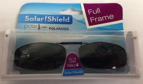 SOLAR SHIELD Clip-on Polarized Sunglasses Size 52 Rec 4 Black Full Frame NEW by Solar Shields