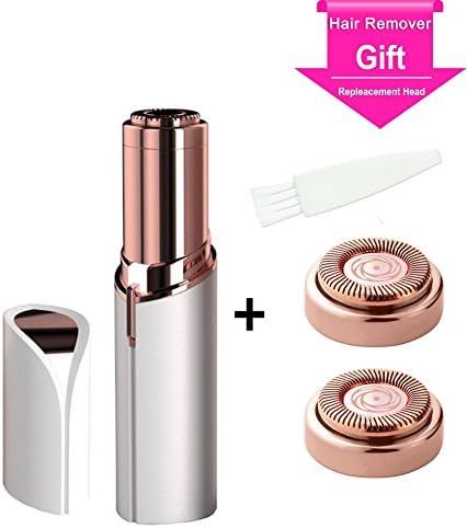 Women's Flawless Painless Hair Remover, Perfect For Facial Hair Removal-Mini Shaver with 2 Replacement Head in Light Electric Cordless Razor Bikini on Upper Lip Chin Cheek (Battery - Not Included)