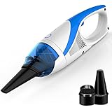 NUTK Rechargeable Electric Handheld Mini Car Vacuum Cleaner Dust Collector Household Bagless, Wet/Dry, Cordless with 39"(1M)Power cord,Blue