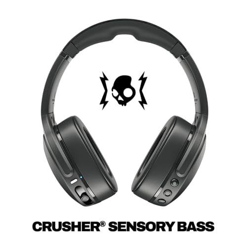 SKULLCANDY CRUSHER EVO WIRELESS BLUETOOTH HEADPHONES WITH MULTI-SENSORY BASS, NOISE ISOLATING OVER-EAR FIT, UP TO 40 HOURS BATTERY, MICROPHONE FOR IPHONE ANDROID – TRUE BLACK