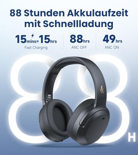 W820NB Plus Gen 2 Faltbarer Bluetooth V6.1 Over-Ear-Kopfhörer mit -49 dB Geräuschunterdrückung, kabellos und kabelgebunden, Hi-Res-Audio, 88 Stunden Spielzeit, räumlicher Klang (Dunkelgrau)