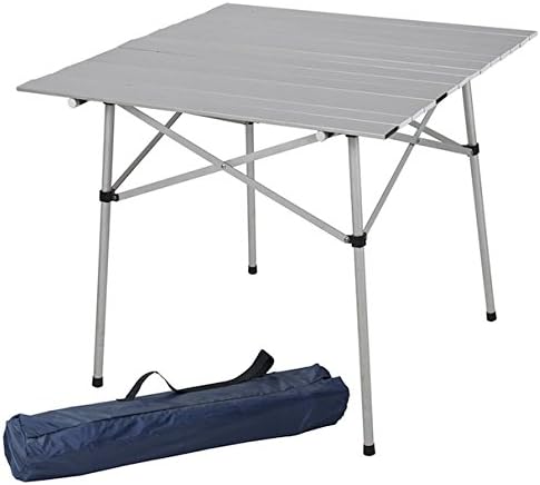 Roll Up Folding Table - Aluminum Material With Steel Legs - Lightweight Durable And Weather Resistant Material - Perfect For Outdoor Activity - Easy To Set Up - Include Carrying Case