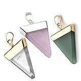 JOVIVI® Gold Plated Amethyst Rock Crystal Quartz Triangular Pyramid Chakra Pendant
