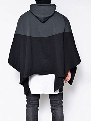 PiePieBuy Men's Top Fashion Color Block Oversized Batwing Sleeves Hooded Poncho Cape Cloak Wrap Loose Style Cosplay - Thumbnail 4