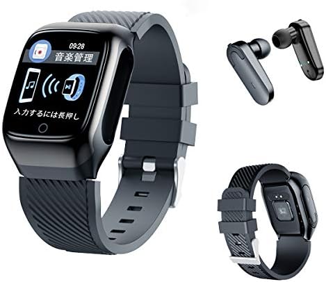 BELESHスマートウォッチ ワイヤレスバイノーラルインサイドイヤフォンBluetooth 5.0 3Dステレオノイズ低減スマートブレスレットイヤホンコンボランニング音楽リストバンドイヤホン歩数計、スポーツ対応iOSアンドロイドレディースメンズスマートウォッチリストバンドロングスタンバイ 天候 空気量