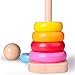 rolimate Wooden Ring Stacker Toy for Babies - Rainbow Tower - Wooden Toys Rainbow Stacking for Baby and Toddlers (Small)