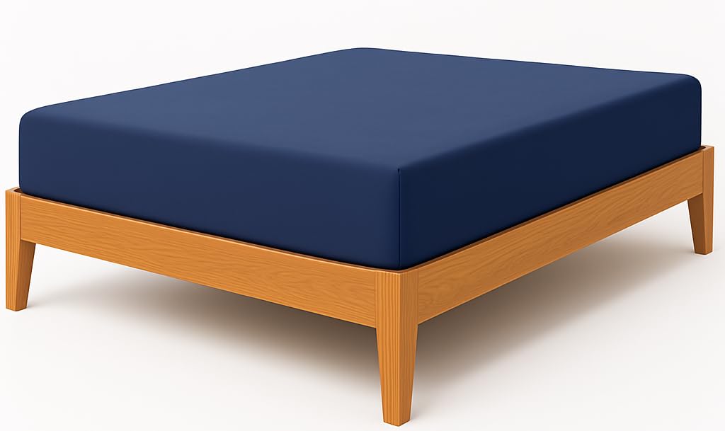 NIYS Luxury Bedding 100% Egyptian Cotton 40CM/16 Extra Deep Fitted Sheets (Navy, Double) โ image 1