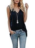 Beautife Womens Loose Fit Tank Tops Casual Summer Sleeveless V Neck Cotton Long Tunic Shirts