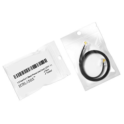 image for RetailAndBulk 1.5 Feet Premium Quality Telephone Cable, RJ11 Male to M