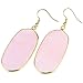 rockcloud Rose Quartz Crystal Dangle Hook Earrings Oval Gold Plated