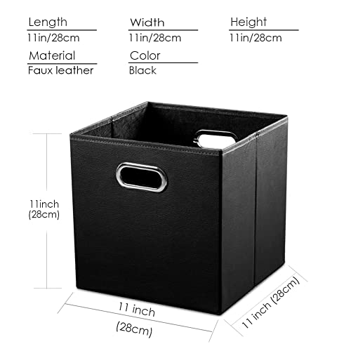 PRANDOM Leather Foldable Cube Storage Bins 11x11 inch [4Pack] Fabric