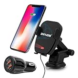 Wireless Car Charger, Detuosi Automatic Infrared Car Wireless Charger, 10W Fast Charge for Samsung S9+/S9/S8 etc., 7.5W Fast Charge for Iphone 8/8plus/X/XR/XS/XS Max [QC 3.0/3.1A Car Charger]