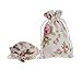 Erlvery DaMain Pack of 24pcs 8cmx14cm Roses Pattern Double Drawstring Cotton Linen Jute Cloth Sack Muslin Bags Jewelry Pouch Reusable Bags Souvenir Gift Bag