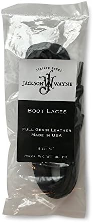 Full Grain Leather Boot Laces 72" Made in USA by Jackson Wayne (Black)