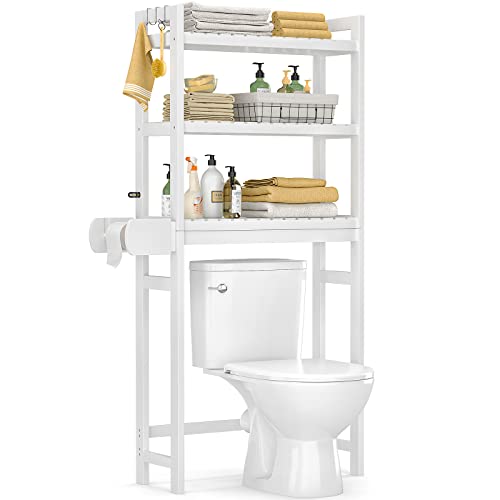 Homykic OverTheToilet Storage with Toilet Paper Holder, 3Tier Bamboo