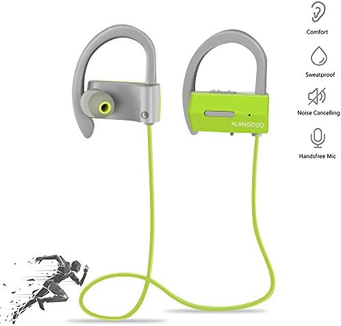 Sport Bluetooth Headphones, Waterproof Stereo Bluetooth Wireless Earphones Headsets with Mic and Volume Control for Running (Green)