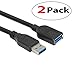SaiTech IT 2 Pack Short Length 1 Feet USB 3.0 Extension Cable, USB 3.0 A Male to Female Extender Cable