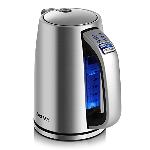 BESTEK Electric Kettle 1.7L Stainless Steel Water Boiler Adjustable Temperature Control Tea Kettle Strix Control, Auto Shut Off, Boil Dry Protection Keep Warm