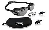 Amazon Best Rated - U-FIT Elite Swimming Goggles - Non Leaking Anti Fog UV Protection Triathlon Swim Goggles with Protection Case Ear Plugs Nose Plug for Adult Men Women Youth Kids Child