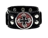 Red and Black Inlay Iron Cross Wristband by Dysfunctional Doll
