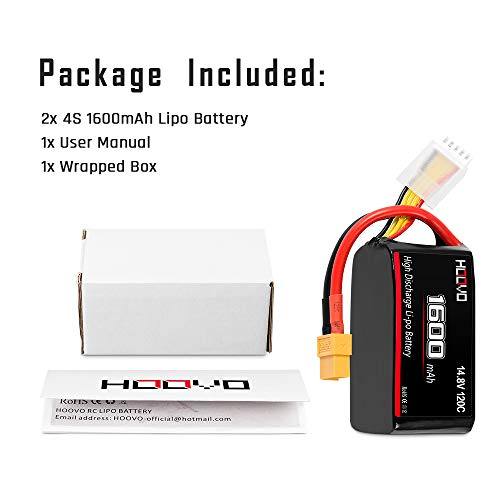 HOOVO 4S 120C 14.8V 1600mAh LiPo Battery with XT60 Plug for FPV Racing RC Quadcopter Helicopter Airplane Multi-Motor Hobby DIY Parts