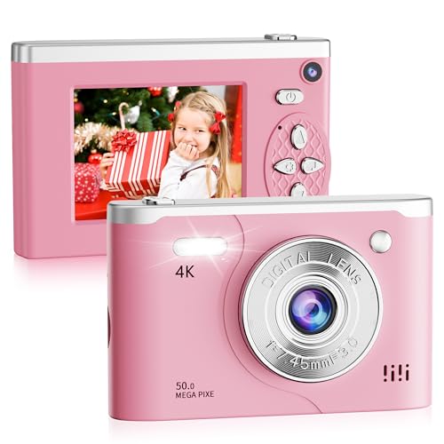 Portable Compact Digital Camera FHD 64MP, Vlogging Camera for Photographywith 32GB Card, Pink