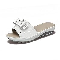 SUNNY Store Women Men Anti-Slip Linen Home Indoor Summer Open Toe Flats Shoes Slippers (White-40/9.5 B(M) US Women)