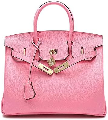 Top unique Women's Padlock Handbag Genuine Leather Top Handle Bag with Gold Hardware