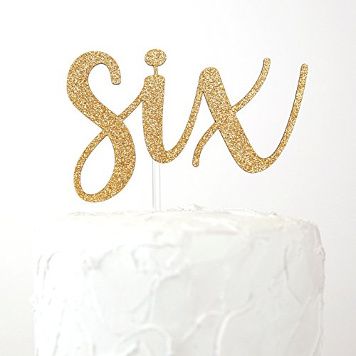 NANASUKO 6th Birthday Cake Topper - six - Premium quality Made in USA