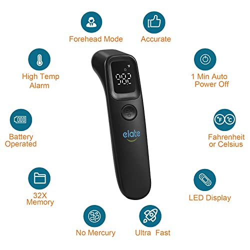 Elate Non Contact/No Touch Forehead Thermometer for Adults, Kids, and