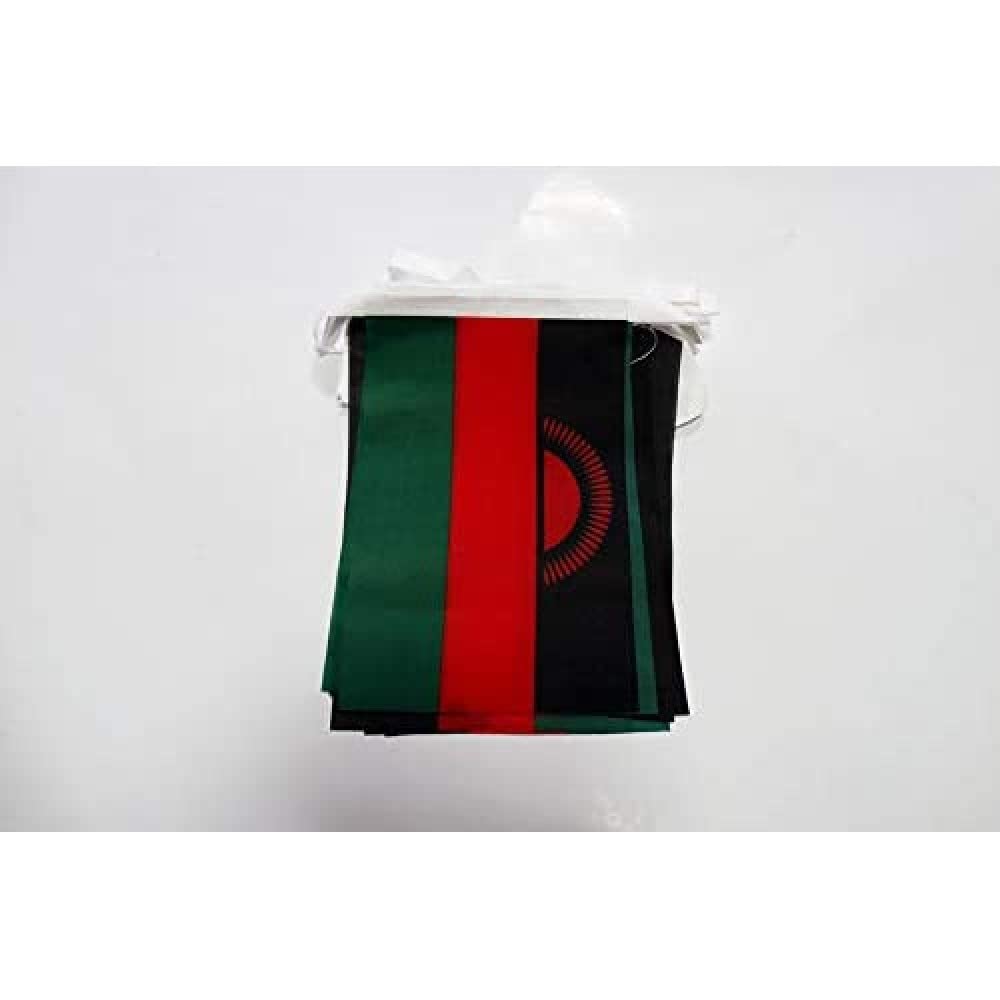 AZ FLAG Malawi Bunting Flag, 20 Ft Garland with 20 Small Malawian Flags 8'' x 6'', 100% Polyester String Pennant, 6 meters