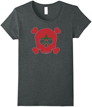 Womens Morocco Flag Skull Tee Shirts Moroccan Flag Shirt XL Dark Heather