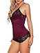 Avidlove Lingerie for Women Satin Bodysuit Lace Teddy Lingerie One Piece Babydoll Nightgown