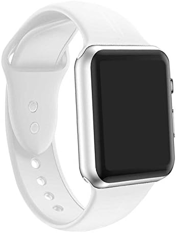 ic6Space Apple Watch Band, Premium Soft Silicone Sports Replacement Strap for Apple Watch (White, 42mm-s/m)