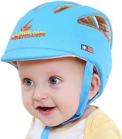 Huifen Baby Children Infant Toddler Adjustable Safety Helmet Headguard Protective Harnesses Cap Blue, Providing Safer Environment Learning to Crawl Walk Playing Baby Infant Blue Hat (Blue with Brim)