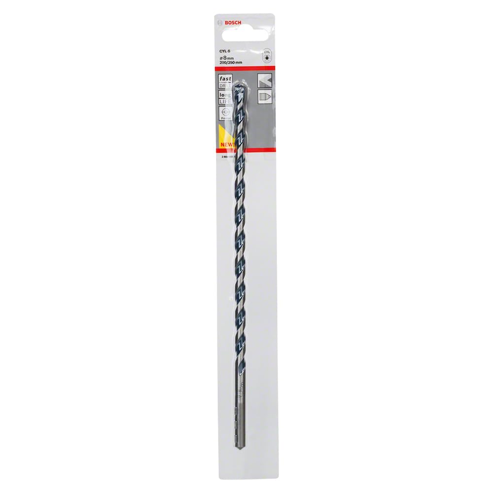 Bosch Professional 1x CYL-5 Concrete Drill Bit (for Concrete, Ø 8 x 250 mm, Robust Line, Accessories for Impact Drills)