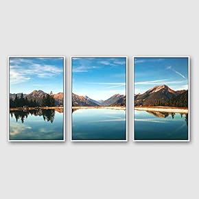 Framed Canvas Wall Art for Living Room, Bedroom Beautiful Nature Norway Landscape Canvas Prints for Modern Home Decoration Ready to Hang - 16"x24"x3 Panels