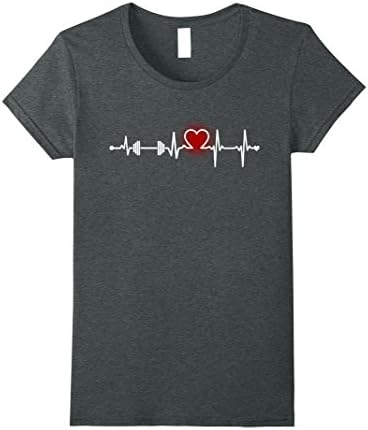 Womens Weightlifting Heartbeat T-shirt - Working Out Heartbeat Ts XL Dark Heather