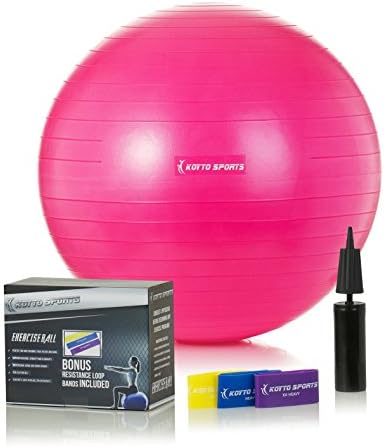 Exercise Ball – 55 cm Stability Ball with Hand Pump, Exercise E-Book and Bonus Resistance Loop Bands for Yoga, Pilates and Core Training