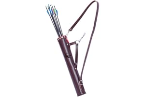 ONLYHANDMADE Traditional Shoulder Back Quiver Bow Leather Arrow Holder with Handmade Straps Belt Bag Tube-shaped Genuine Leather Archery Arrow Case for Hunting & Target Practicing